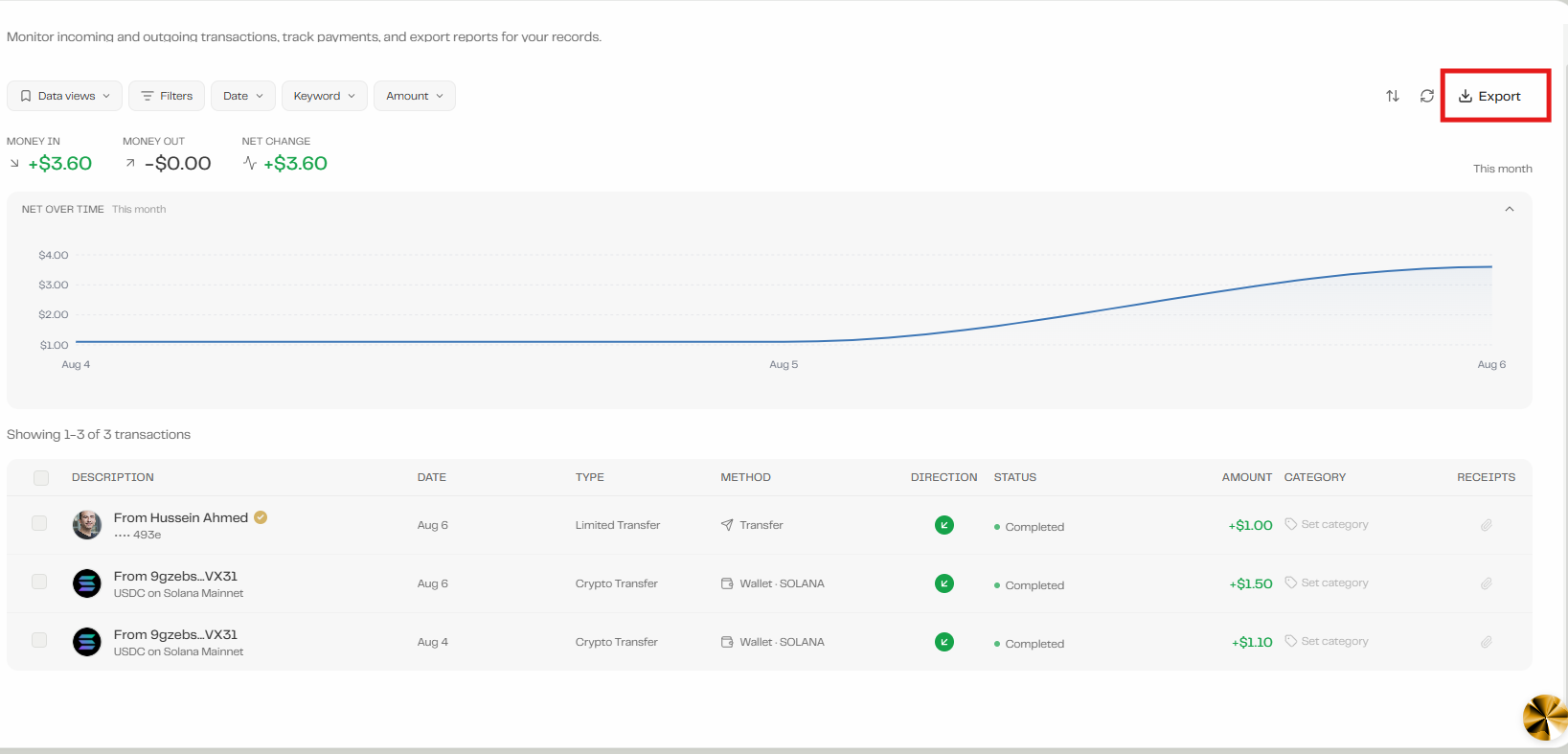 Exporting Transactions