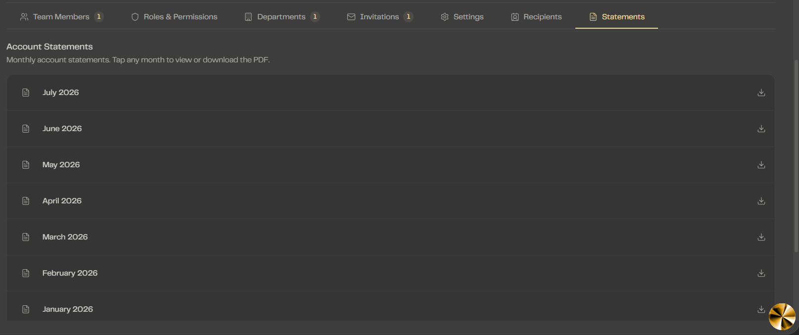 Downloading statements
