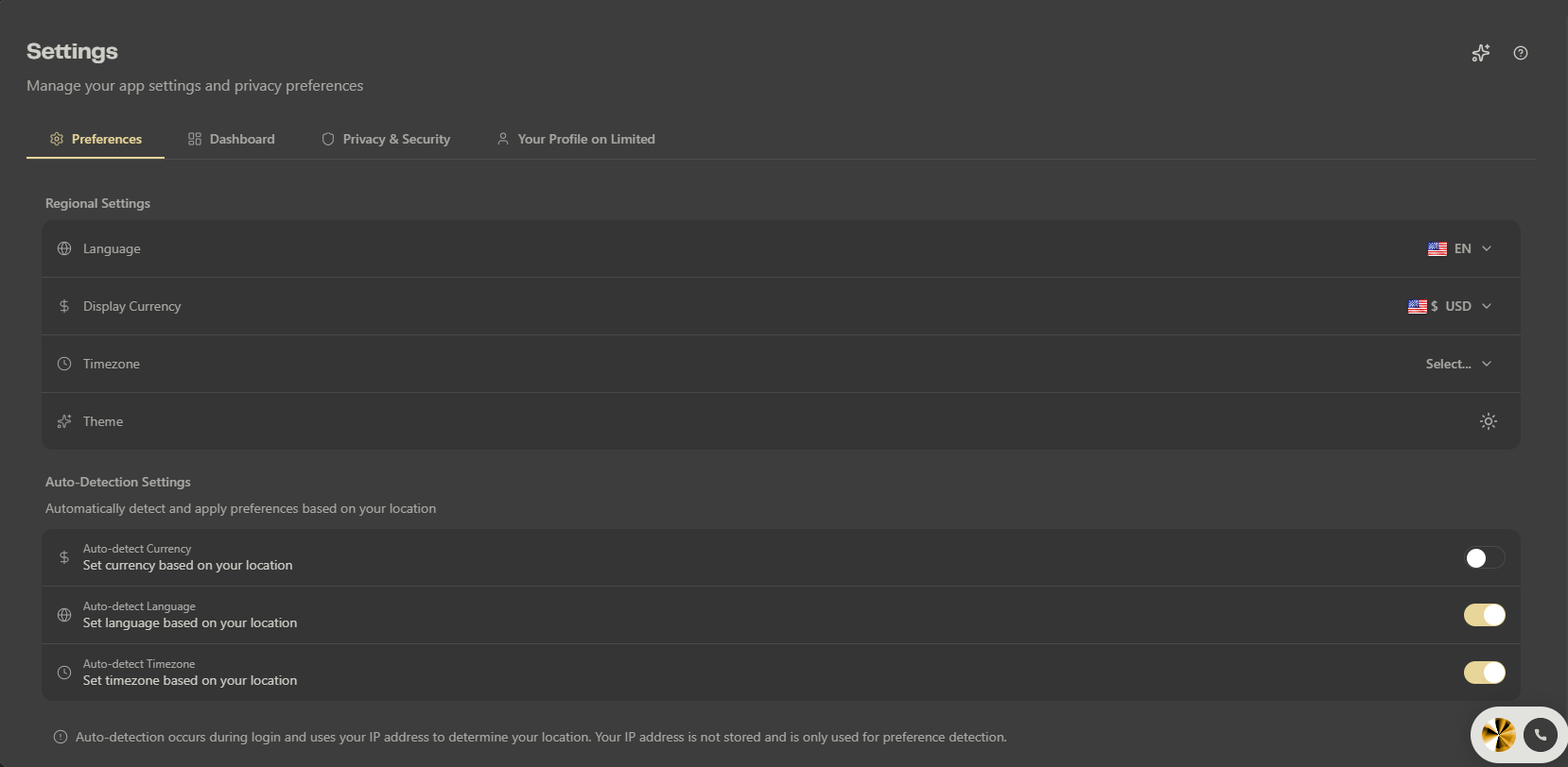 Auto-detection settings